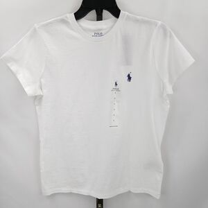 Polo Ralph Lauren T-Shirt White/Navy Size S/P 100% Cotton Logo NWT